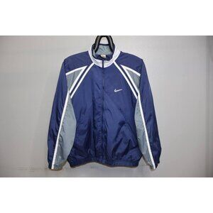 VTG 90s Nike Windbreaker Jacket Mens Size 2XL Blue Gray Track Swoosh Full Zip